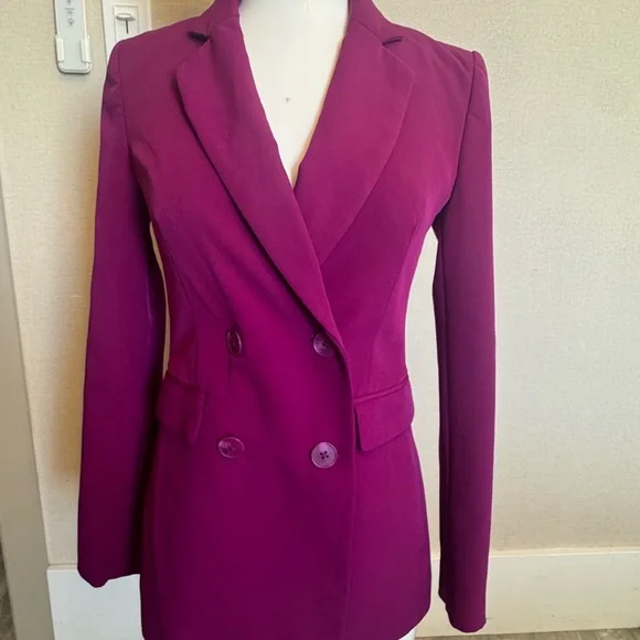 Express Purple Double-Breasted Blazer - Picture 4 of 6
